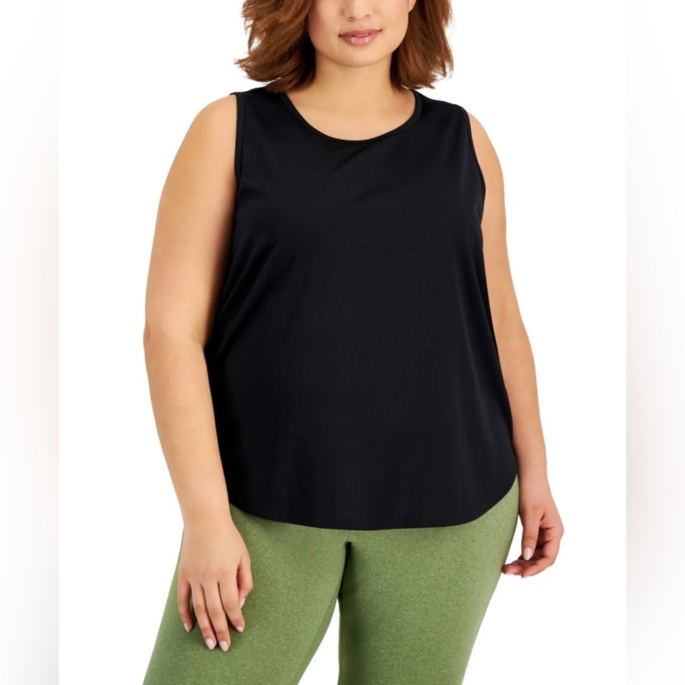 Ideology Women's Birdseye Mesh Tank Top Black Size 2X